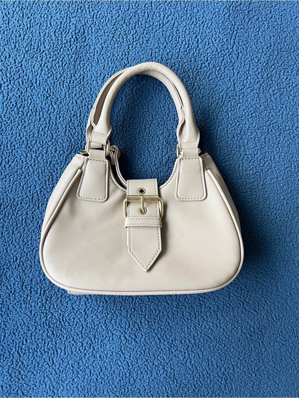 Cream Leather Top-Handle Satchel - Unbranded